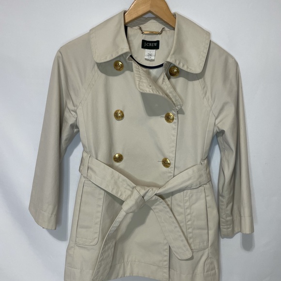 J. Crew Khaki Belted Trench Coat Jacket size 0/S - Picture 8 of 8